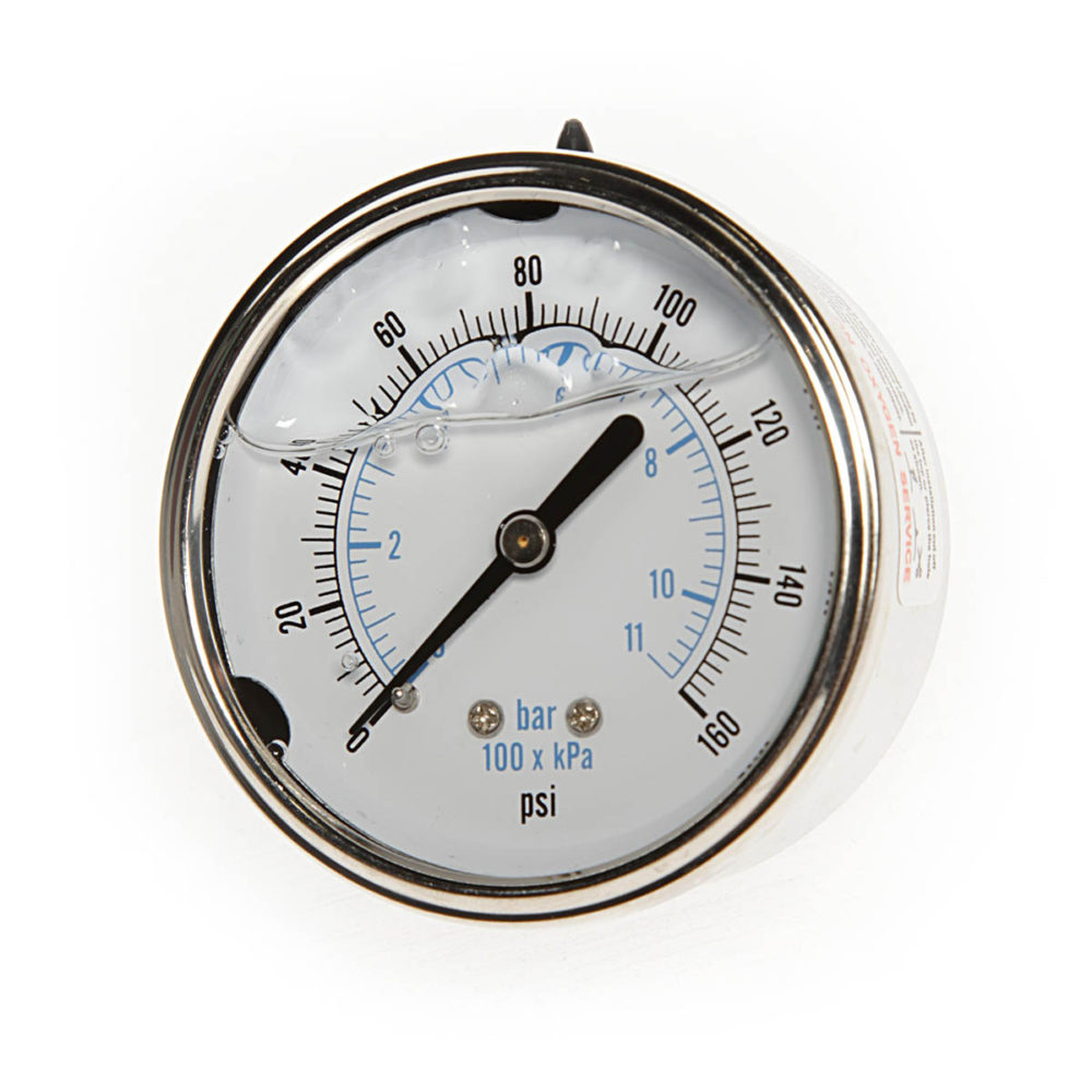 2 ½” Premium Liquid Filled Gauge 1/4″ Back Connection (SSG2502