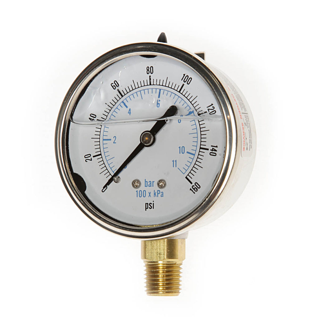 2 ½” Premium Liquid Filled Gauge 1/4″ Bottom Connection (SSG2512